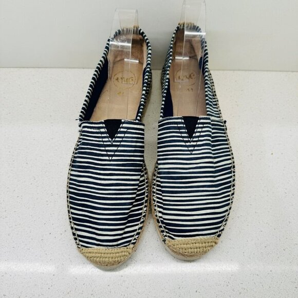 EXE Espadrille Nautical Navy White Striped Marine Shoes Flats  Boho Beachy Sz 41 - Picture 4 of 12